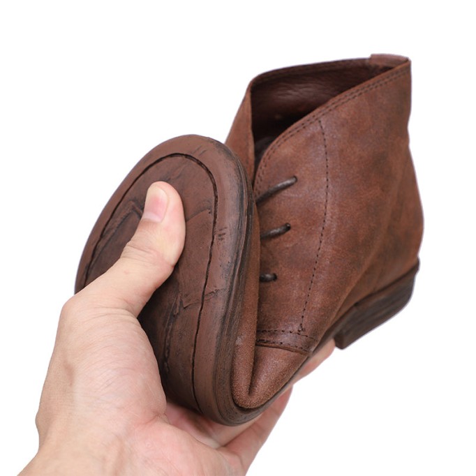 Oxfords For Women Lace Up Flat Sole Ankle Boots Handmade Matte Leather Martin Boots Coffee/Brown