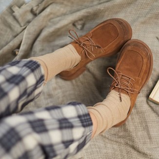 Retro Lace Up Leather Shoes Round Toe Oxford Shoes Black/Brown/Coffee