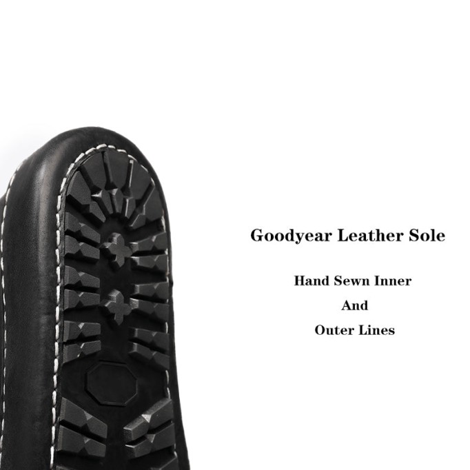 Goodyear Horse Leather Derby Shoes For Women Retro Lace Up Platform Oxfords Leather Sole in Black/Grey/Green