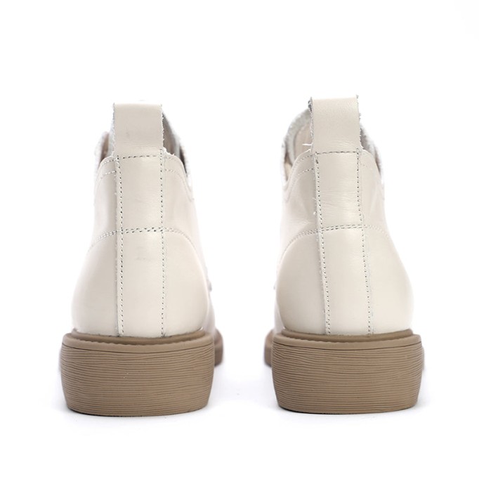 Handmade Genuine Leather Martin Boots Lace-Up Combat Boots Retro Chunky Ankle Boots