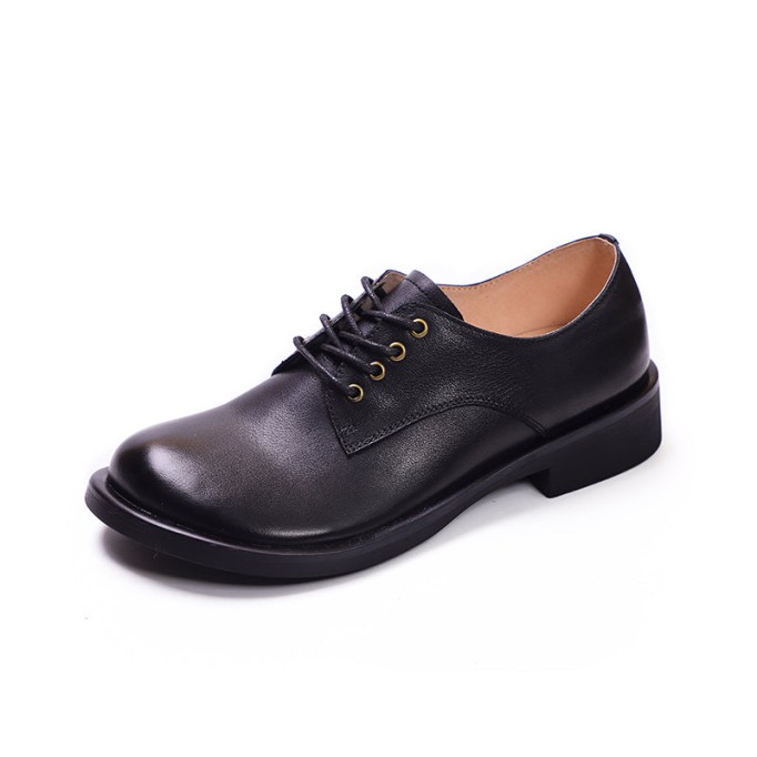 Women Handmade Genuine Leather Oxford Shoes Brown/Coffee/Black