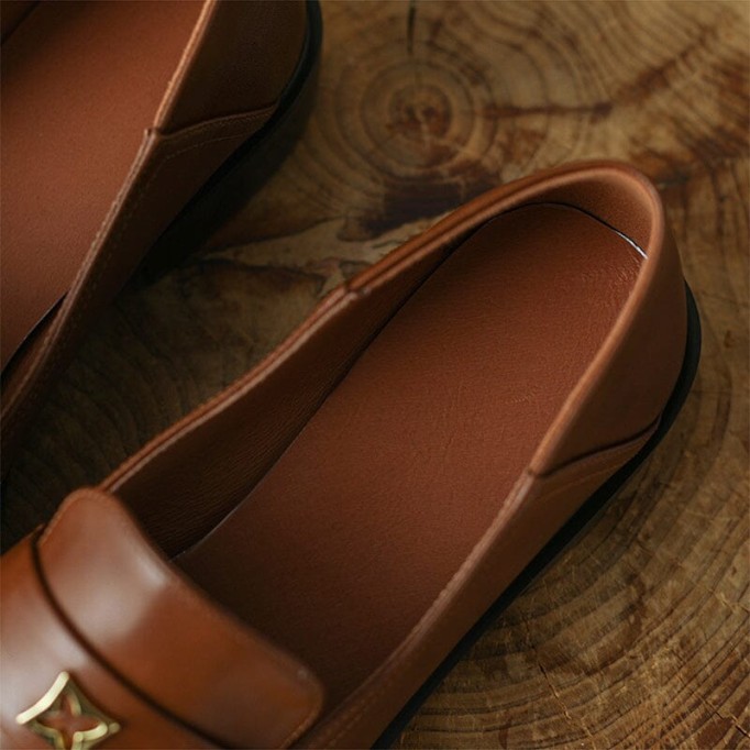 Handmade Leather Penny Loafers for Women with Metal in Coffee/Black US5 to US10.5