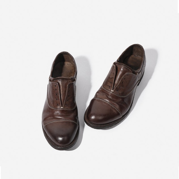 Goodyear Horse Leather Shoes For Women Classic Loafers Leather Sole in Brown/Coffee