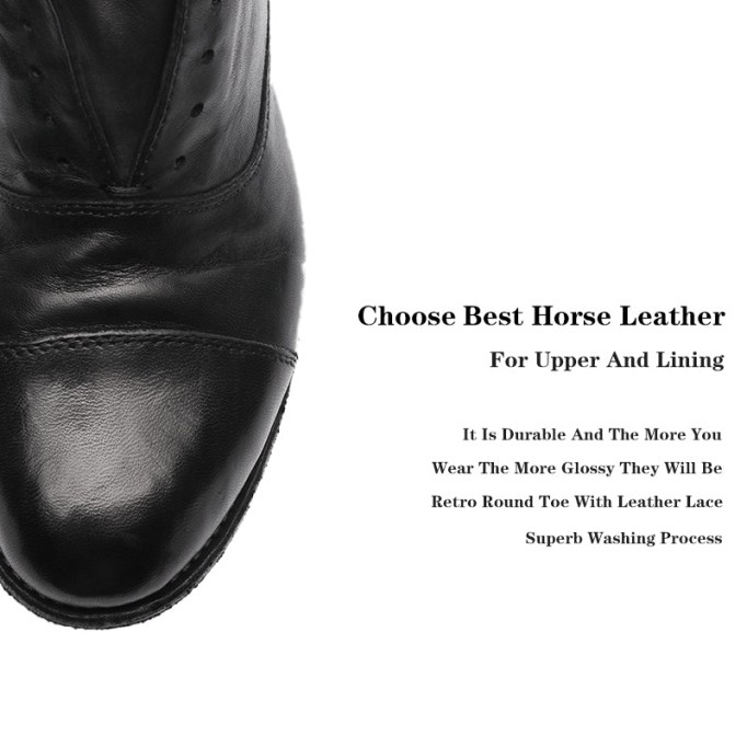 Goodyear Horse Leather Shoes For Women Classic Loafers Leather Sole in Brown/Coffee