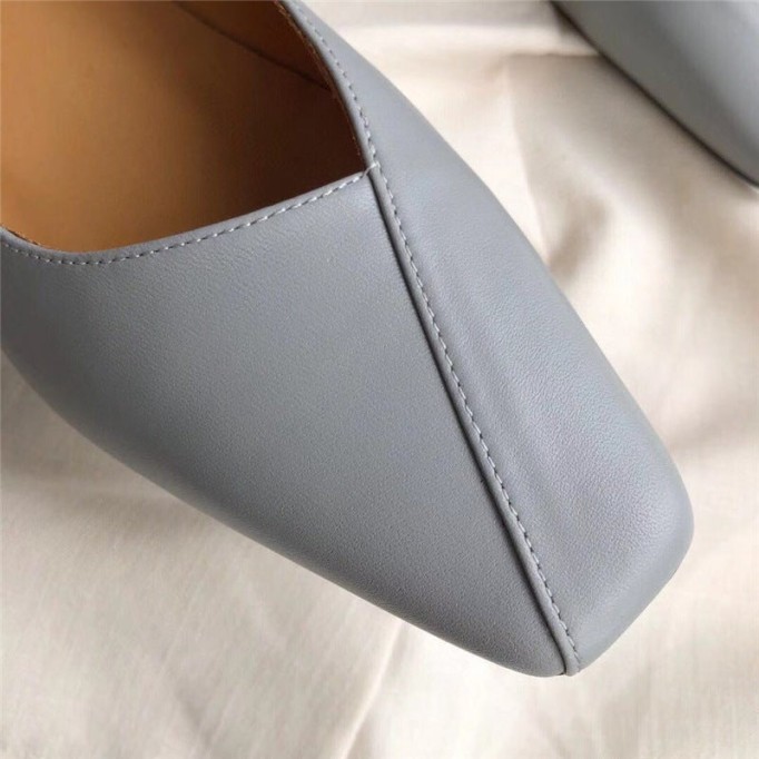 Handmade Genuine Leather Pumps In White/Black/Blue Fashion Style Kitten Heels