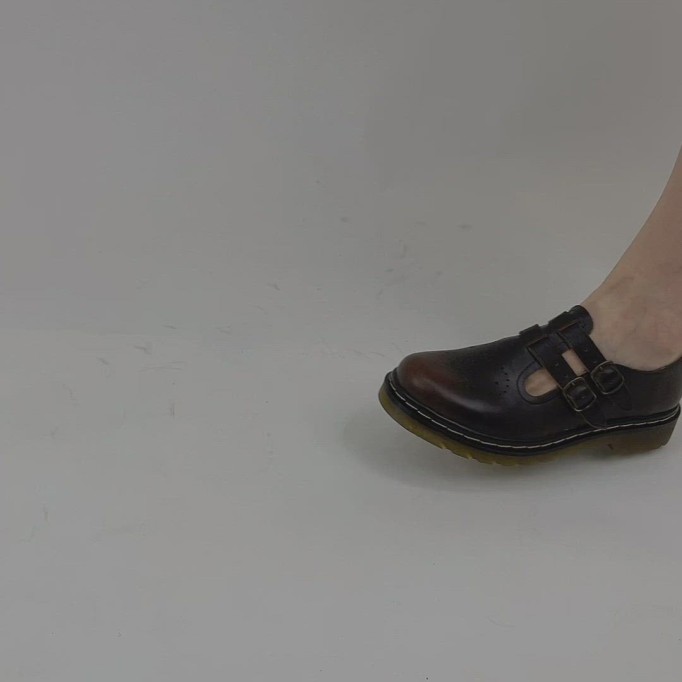 Handmade Retro Waxing leather Flat Mary Jane Shoes For Women Round Toe Black/Brown/Black1/White