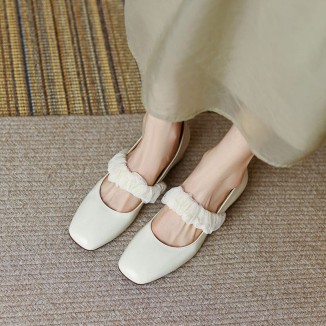 Handmade Patent Leather Mary Jane Pumps Block Heel Office Shoes Bud Silk Decorate