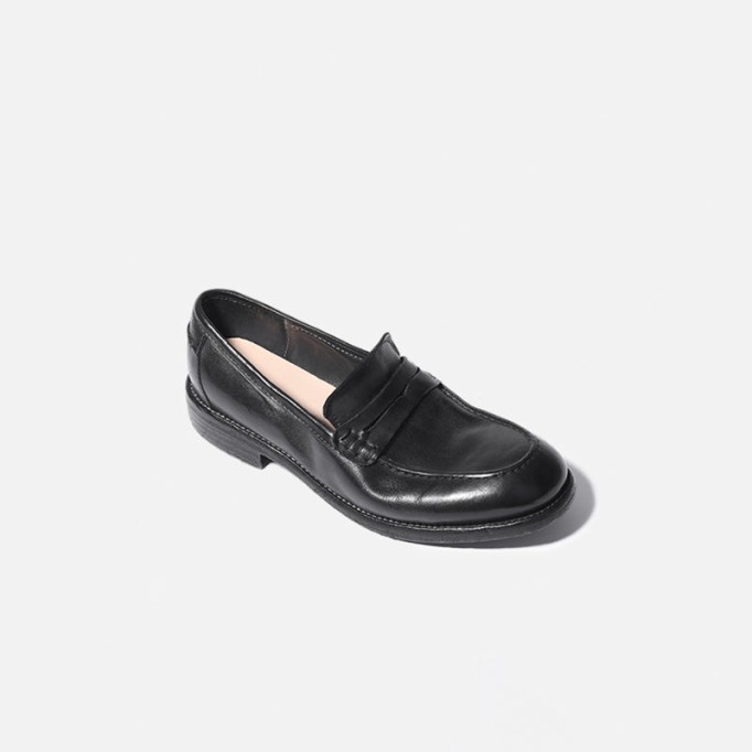 Goodyear Horse Leather Shoes For Women Classic Penny Loafers Leather Sole in Brown/Coffee