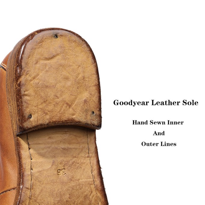 Goodyear Horse Leather Shoes For Women Classic Penny Loafers Leather Sole in Brown/Coffee