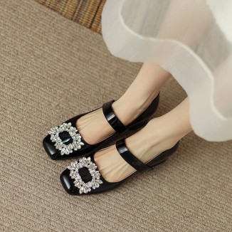 Handmade Patent Leather Mary Jane Pumps Block Heel Office Shoes in Red/Black