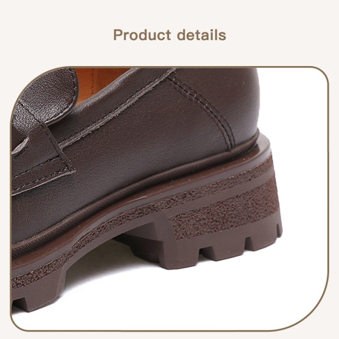 Horsebit-Detailed Handmade Leather Platform Loafers For Women In Black/Coffee