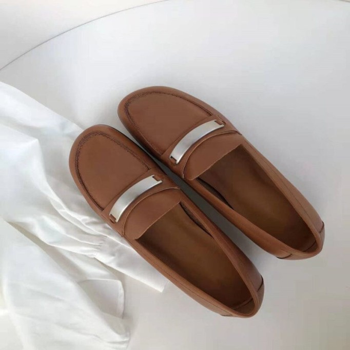 Retro Soft Leather Penny Loafers for Women Square Toe in Blue/Black/Camel