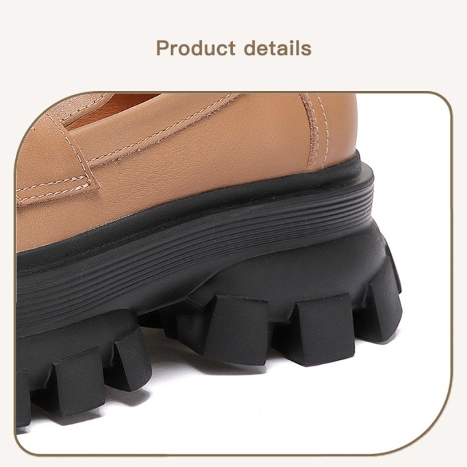 Handmade Leather Platform Penny Loafers For Women In Black/Camel/Coffee