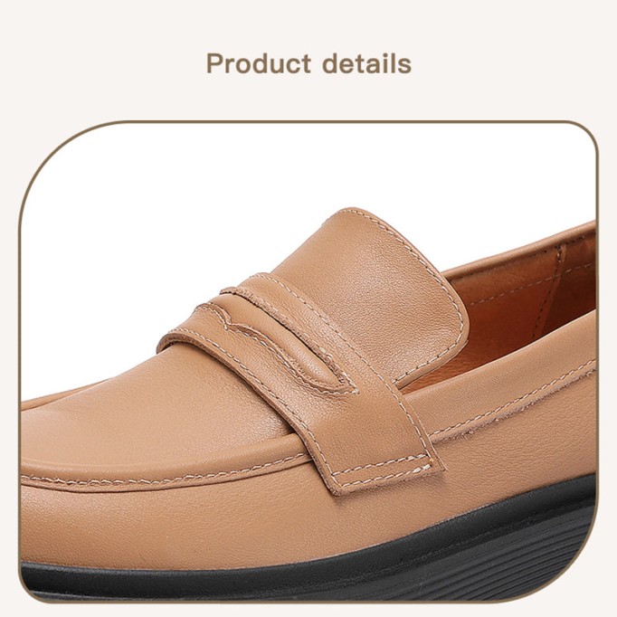 Handmade Leather Platform Penny Loafers For Women In Black/Camel/Coffee