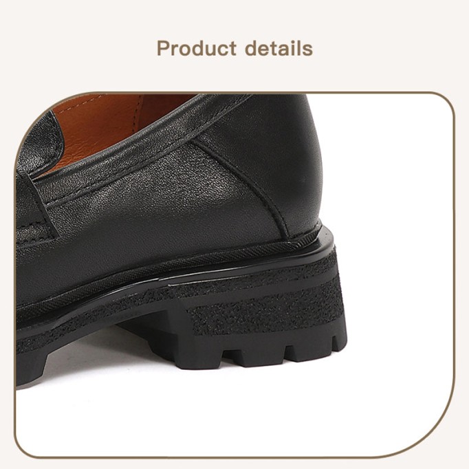 Horsebit-Detailed Handmade Leather Platform Loafers For Women In Black/Camel