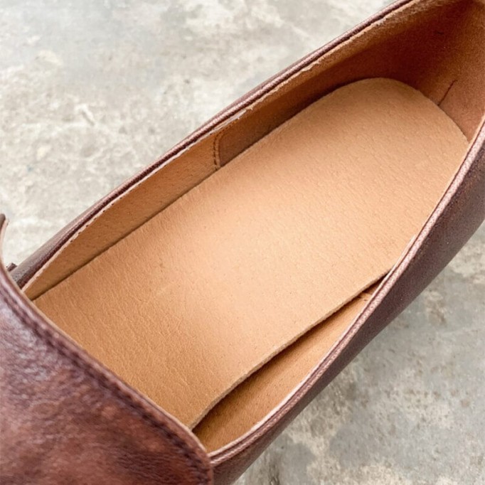 Block Heel Leather Penny Loafers for Women in Coffee/Black