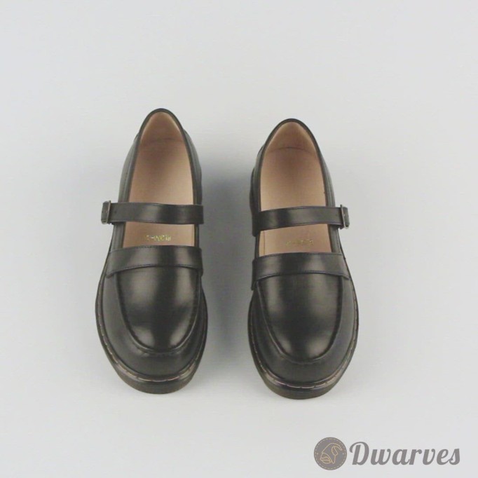 Women Handmade Leather Mary Jane Shoes Black/Brown