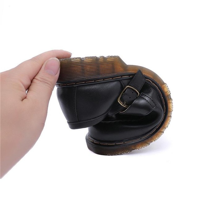 Women Handmade Leather Mary Jane Shoes Black/Brown