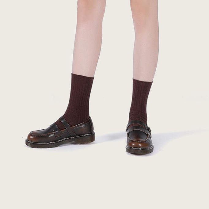 Women Handmade Leather Mary Jane Shoes Black/Brown