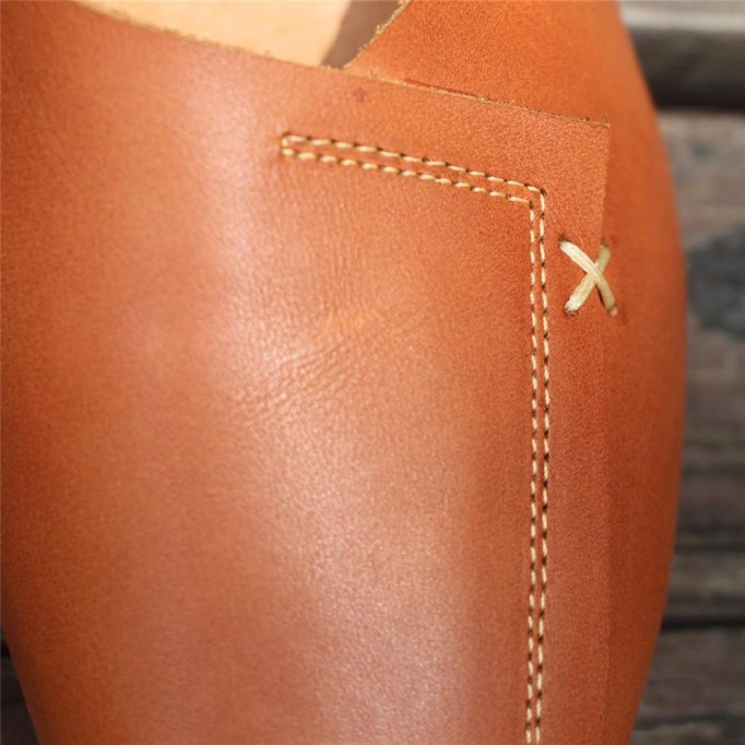 Handmade Retro Soft Leather Loafers Designers Flats For Women Brown/Gray Slip Ons