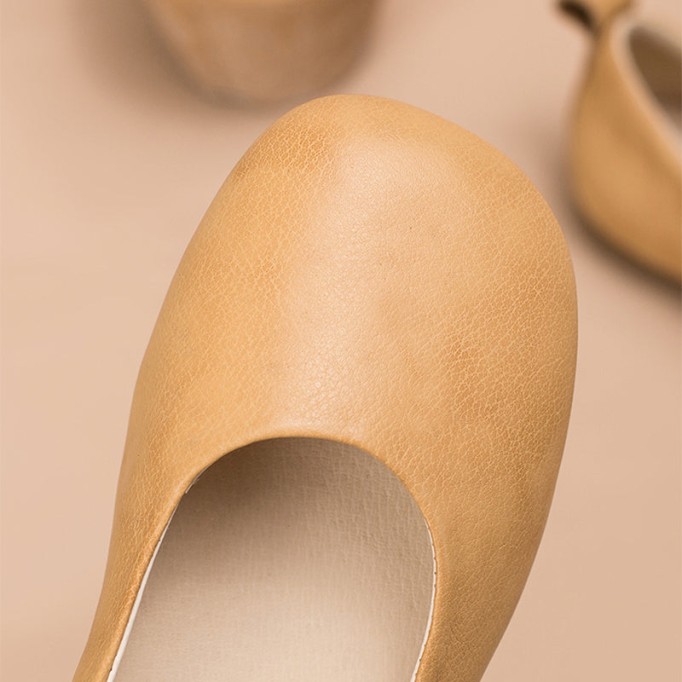 Soft Leather Flat Slip on Loafers for Women Handmade White/Deep Apricot