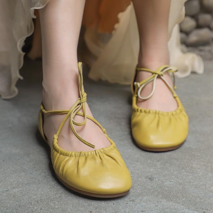 Soft Leather Strappy Sandals Slip Ons Handmade Closed Toe Beige