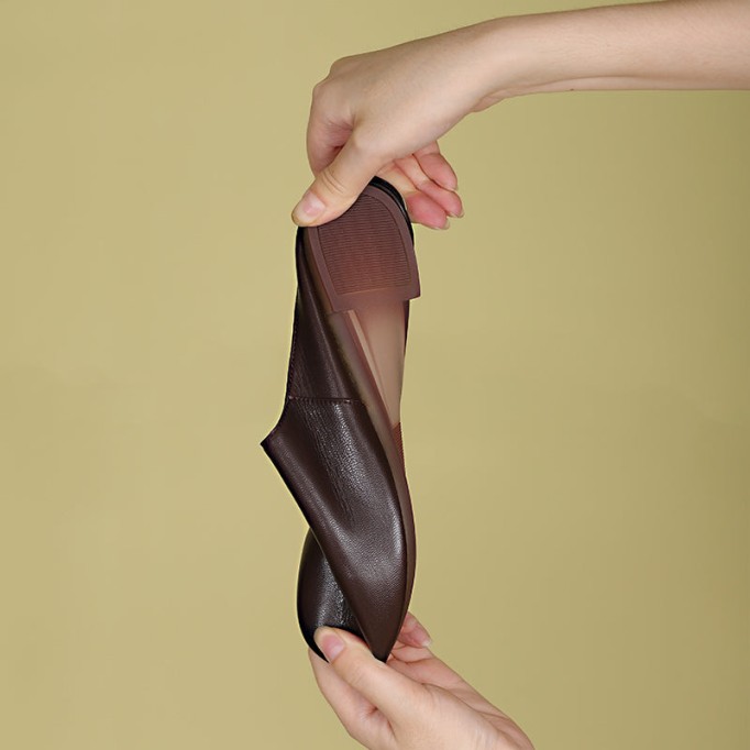 Handmade Leather Summer Slippers Mules Green/Brown/Coffee/Blue/Green 2/Reddish brown/Grey white/Brown 2/Khaki/Yellow/Dark coffee