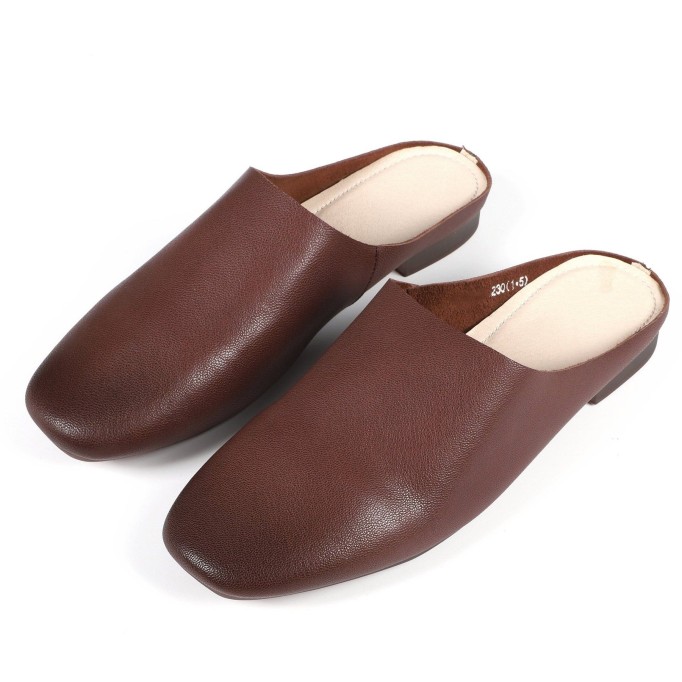 Handmade Leather Summer Slippers Mules Green/Brown/Coffee/Blue/Green 2/Reddish brown/Grey white/Brown 2/Khaki/Yellow/Dark coffee