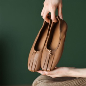 Soft Leather Flat Slip on Loafers for Women Handmade Black/Apricot/Beige