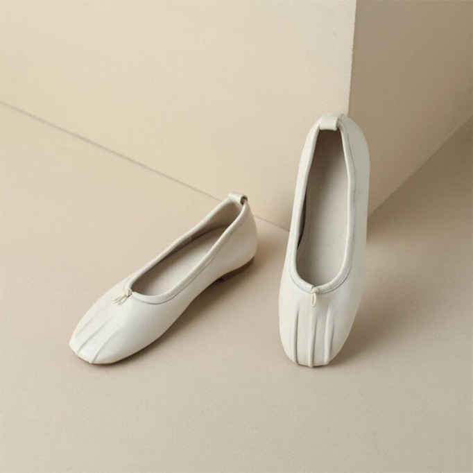 Soft Leather Flat Slip on Loafers for Women Handmade Black/Apricot/Beige