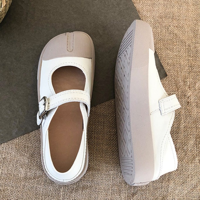 2021 Designer Shoes Genuine Leather Slip-on For Women Handmade Soft Flats White/Yellow