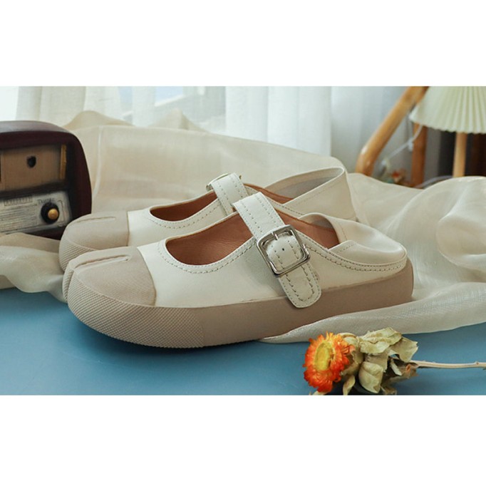 2021 Designer Shoes Genuine Leather Slip-on For Women Handmade Soft Flats White/Yellow
