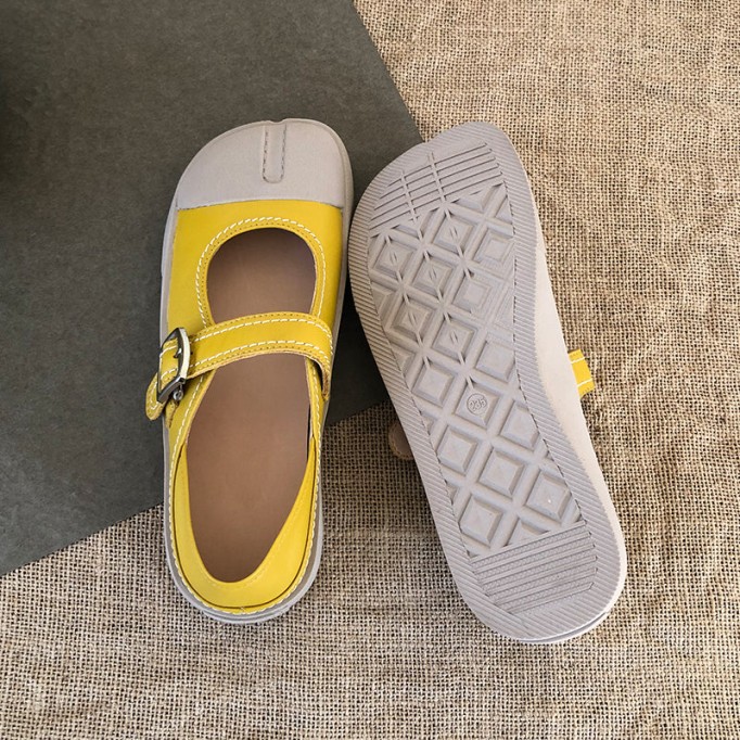 2021 Designer Shoes Genuine Leather Slip-on For Women Handmade Soft Flats White/Yellow