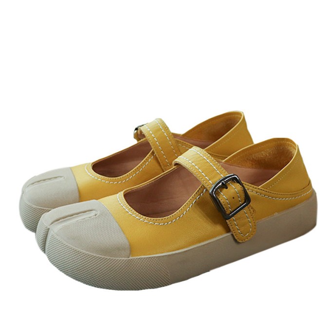 2021 Designer Shoes Genuine Leather Slip-on For Women Handmade Soft Flats White/Yellow