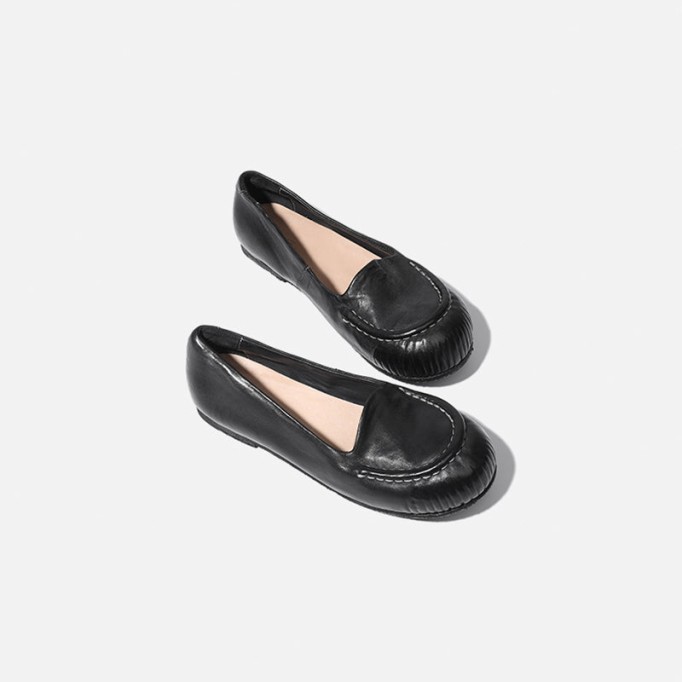 Goodyear Horse Leather Flats Loafers For Women Leather Sole in Green/Brown/Black