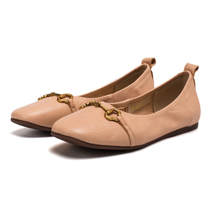 Retro Horsebit-Detailed Leather Loafers for Women Pink/Yellow/Grey/Pumpkin