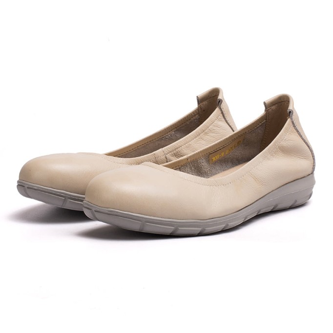 Soft Leather Glove Shoes Slip on Loafers for Women Handmade Beige/Deep Apricot/Yellow