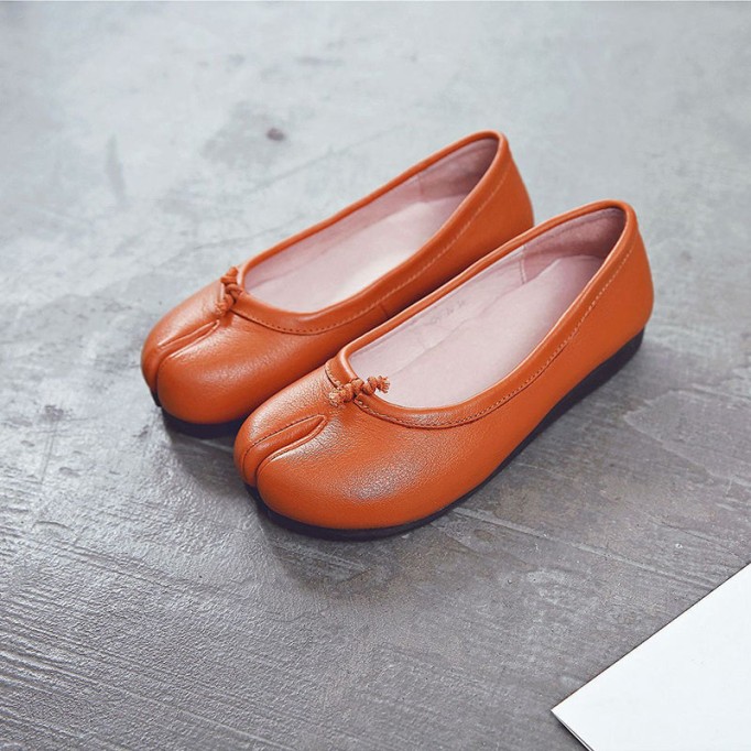 Women'S Calf Leather Casual Flats Sofe Sole Loafers Light Brown/White/Black