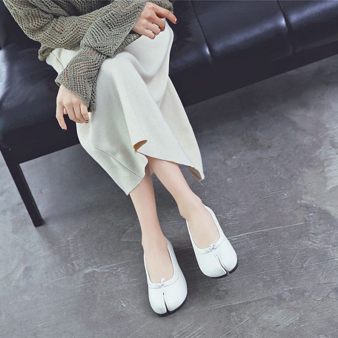 Women'S Calf Leather Casual Flats Sofe Sole Loafers Light Brown/White/Black