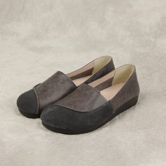 Soft Leather loafers Breathable Slip Ons Handmade Brown/Grey