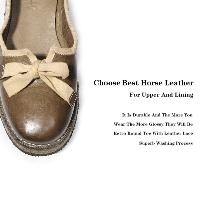 Goodyear Horse Leather Bowknot Flats For Women Leather Sole in Green