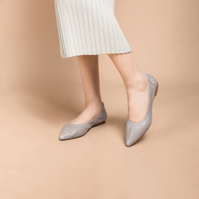 Leather Point Toe Ballet Flats For Women Yellow/Red/Pink/Grey/Green/Black