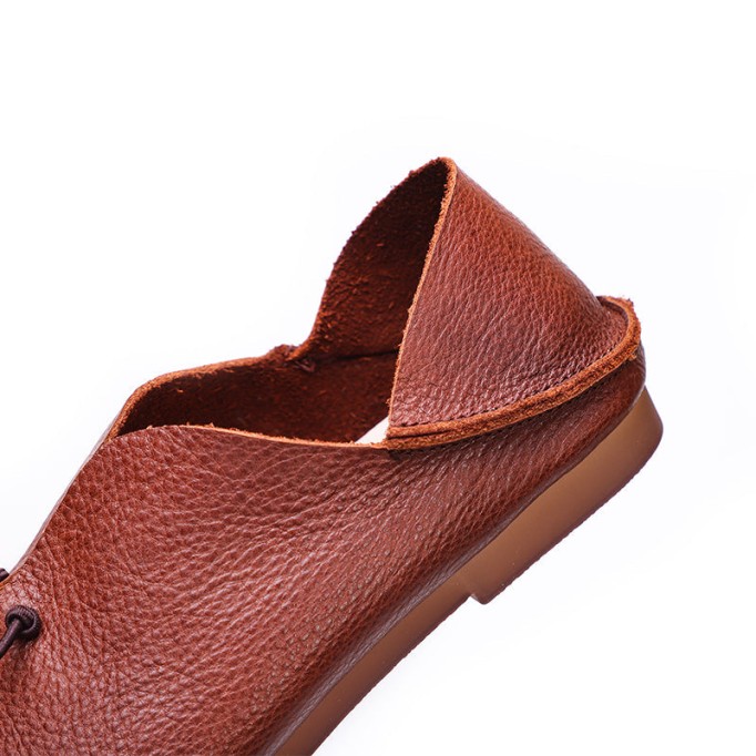 Classic Leather Handmade Sandals Slip ons Off White Loafers Smiling Face Design