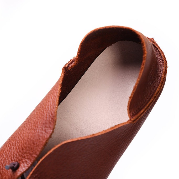 Classic Leather Handmade Sandals Slip ons Off White Loafers Smiling Face Design