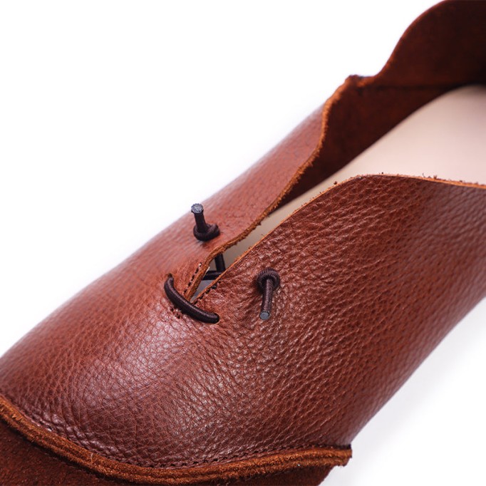 Classic Leather Handmade Sandals Slip ons Off White Loafers Smiling Face Design