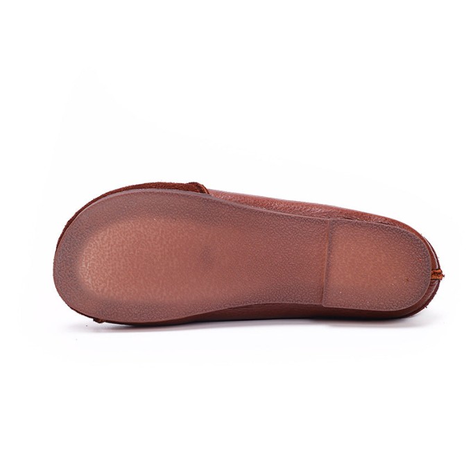 Classic Leather Handmade Sandals Slip ons Off White Loafers Smiling Face Design