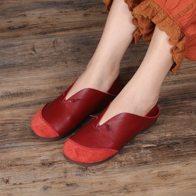 Classic Leather Handmade Sandals Slip ons Off White Loafers Smiling Face Design