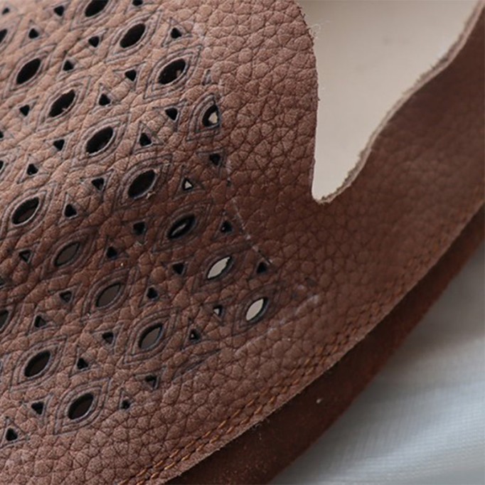 Handmade Genuine Leather Slip Ons Breathable Loafers Coffee/Reddish brown