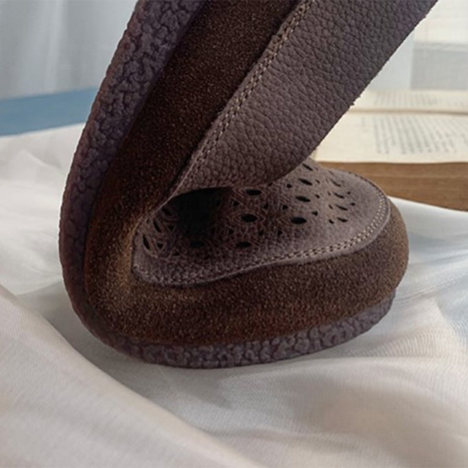 Handmade Genuine Leather Slip Ons Breathable Loafers Coffee/Reddish brown