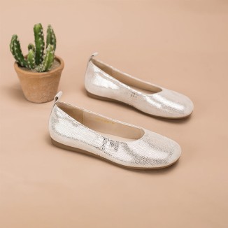 Soft Leather Flat Slip on Loafers for Women Handmade Golden/Silver